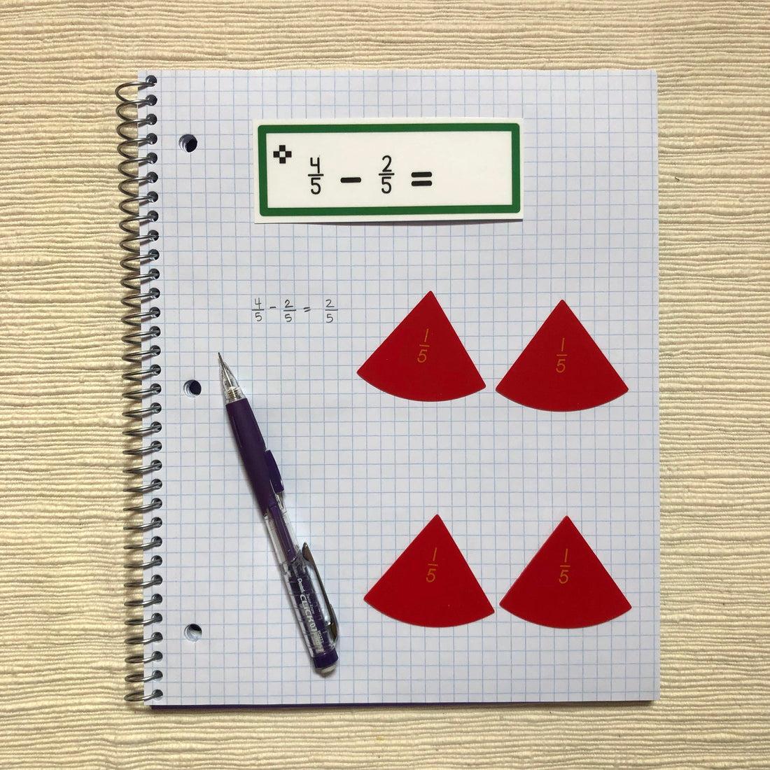 Subtracting fractions with Montessori