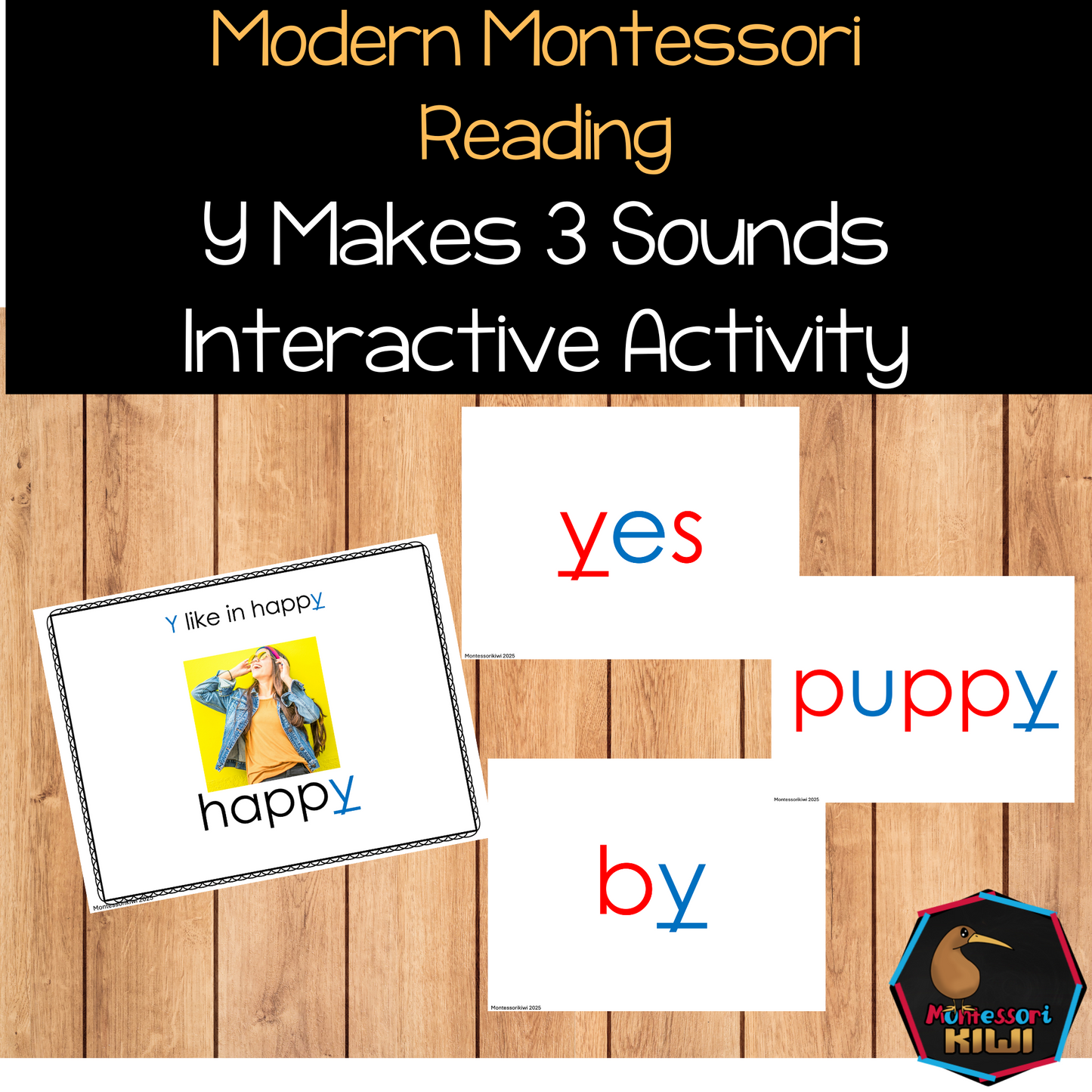 Modern Montessori Reading SOR Y makes 3 sounds activities (literacy)
