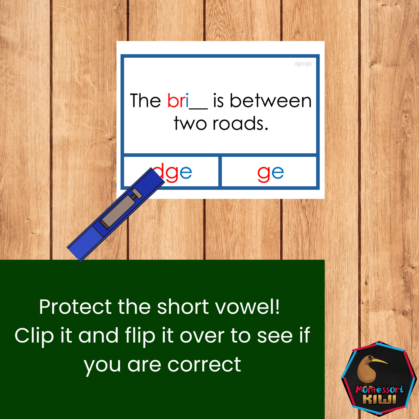 Modern Montessori Reading: dge clip and flip cards ending sound cards for learning ge vs dge (literacy)