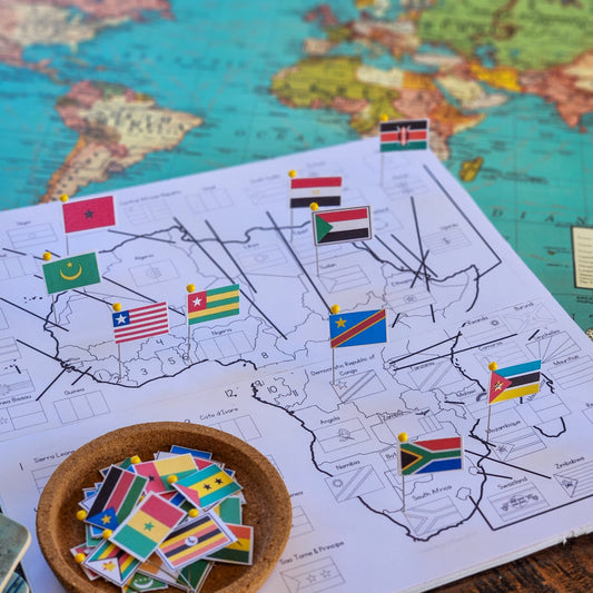 Africa Flag Pin Map - montessorikiwi