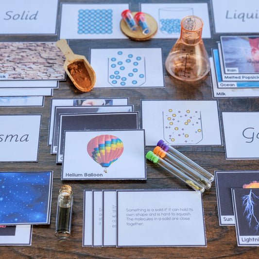 Solid, Liquid, Gas, Plasma - states of matter - montessorikiwi