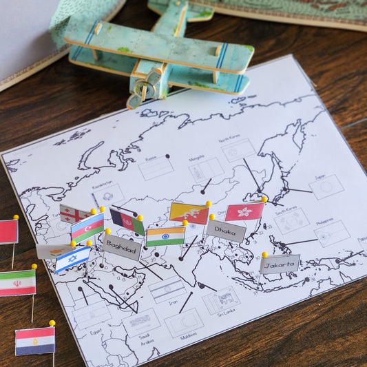 Asia Flag Pin Map - montessorikiwi