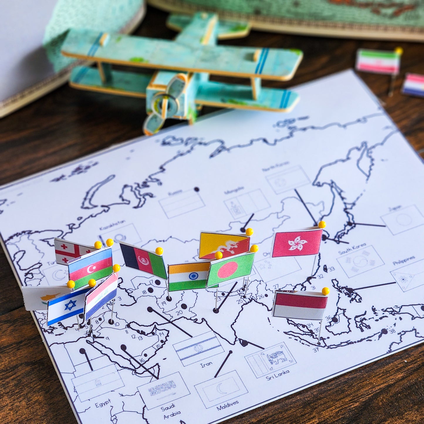 Asia Flag Pin Map - montessorikiwi