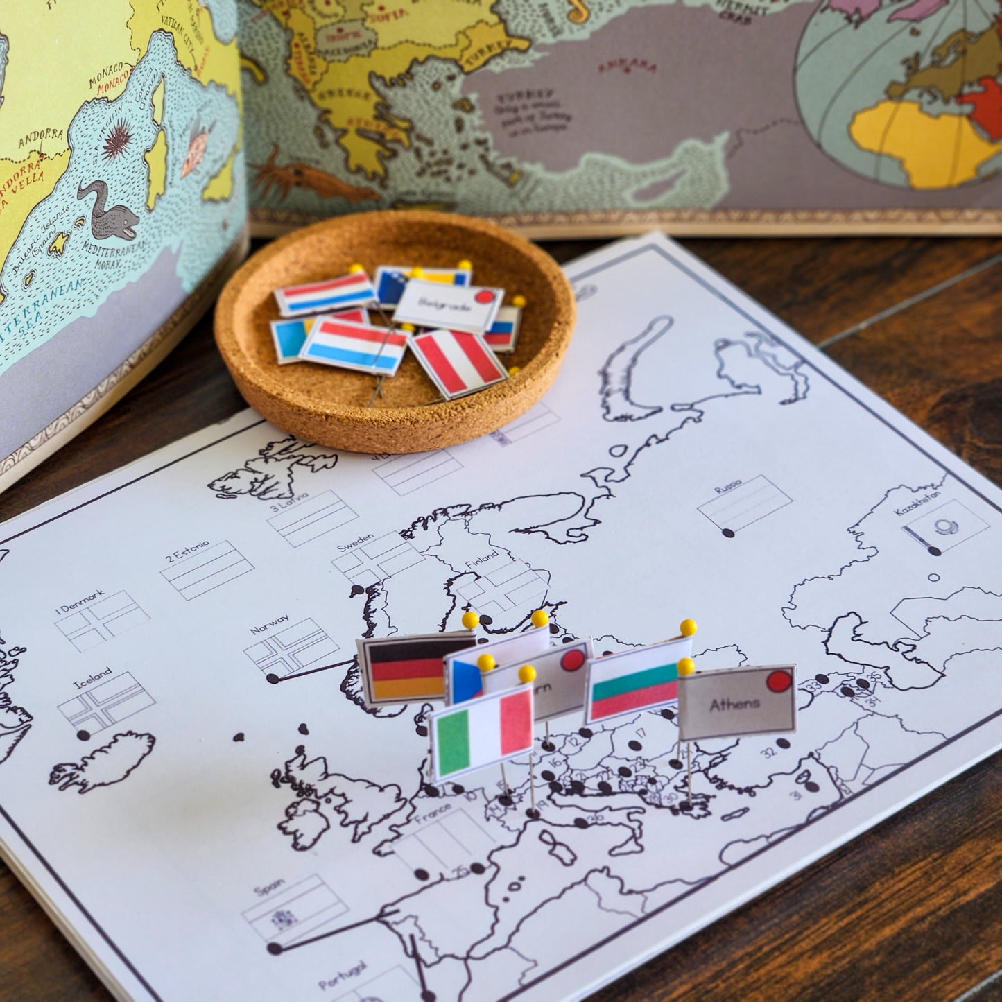 Europe Flag Pin Map - montessorikiwi