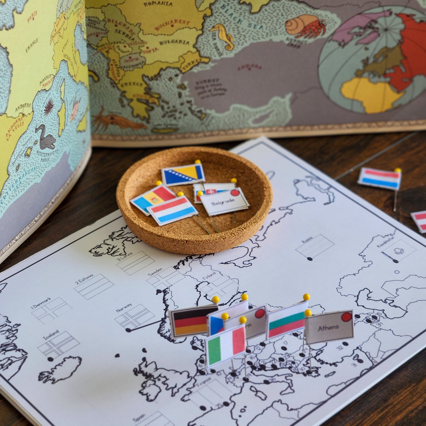 Europe Flag Pin Map - montessorikiwi