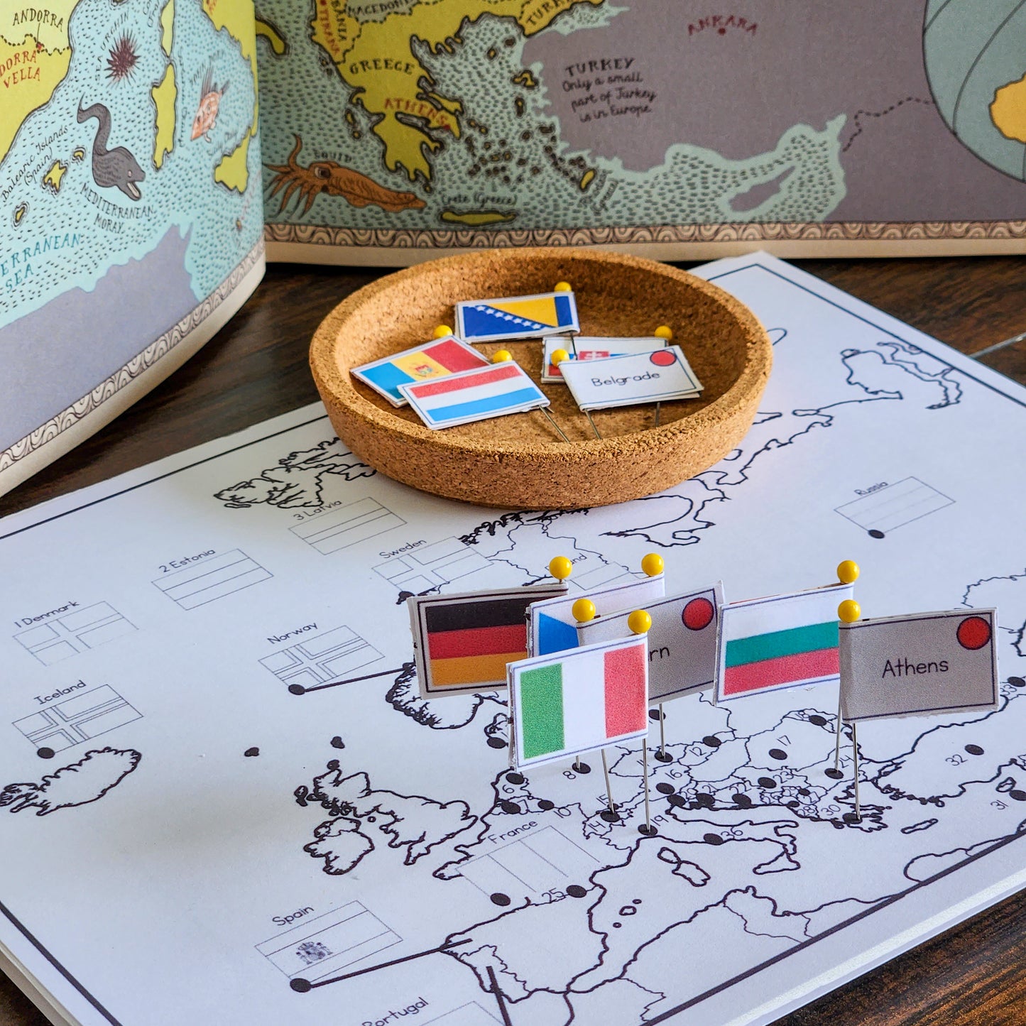 Europe Flag Pin Map - montessorikiwi