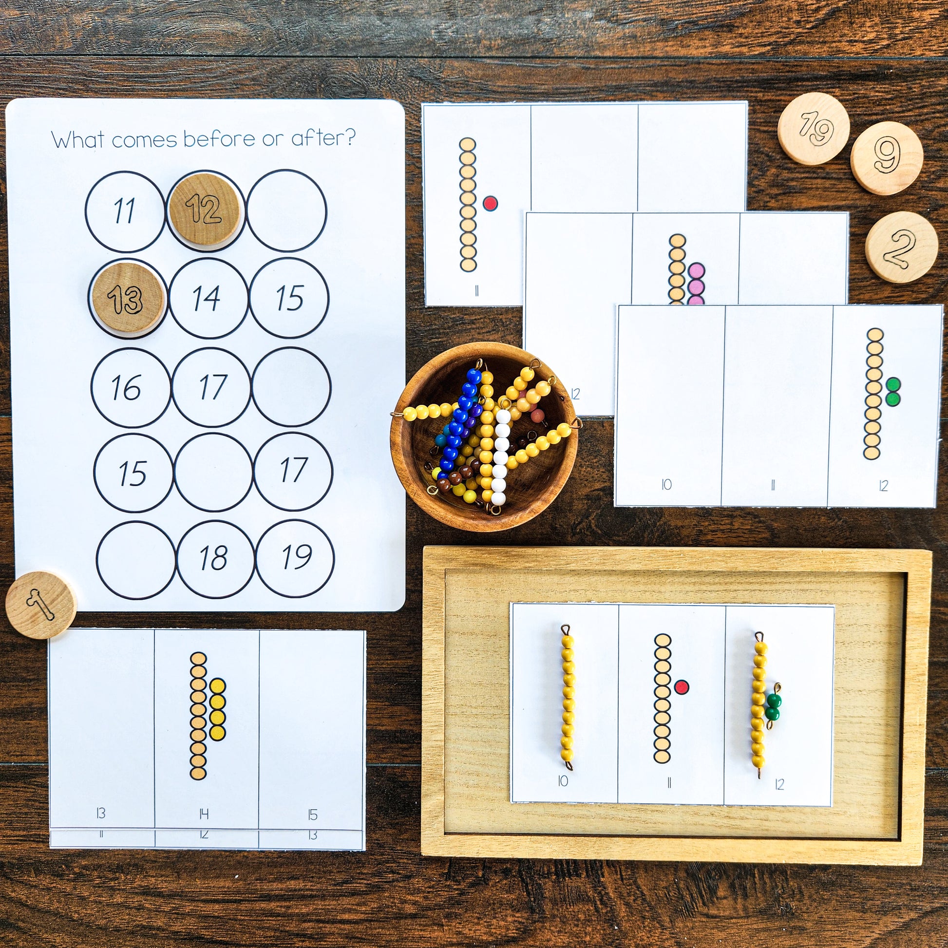 Montessori before and after to 11 - 20 (math) - montessorikiwi
