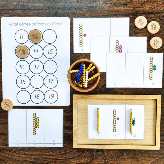 Montessori before and after to 11 - 20 (math) - montessorikiwi