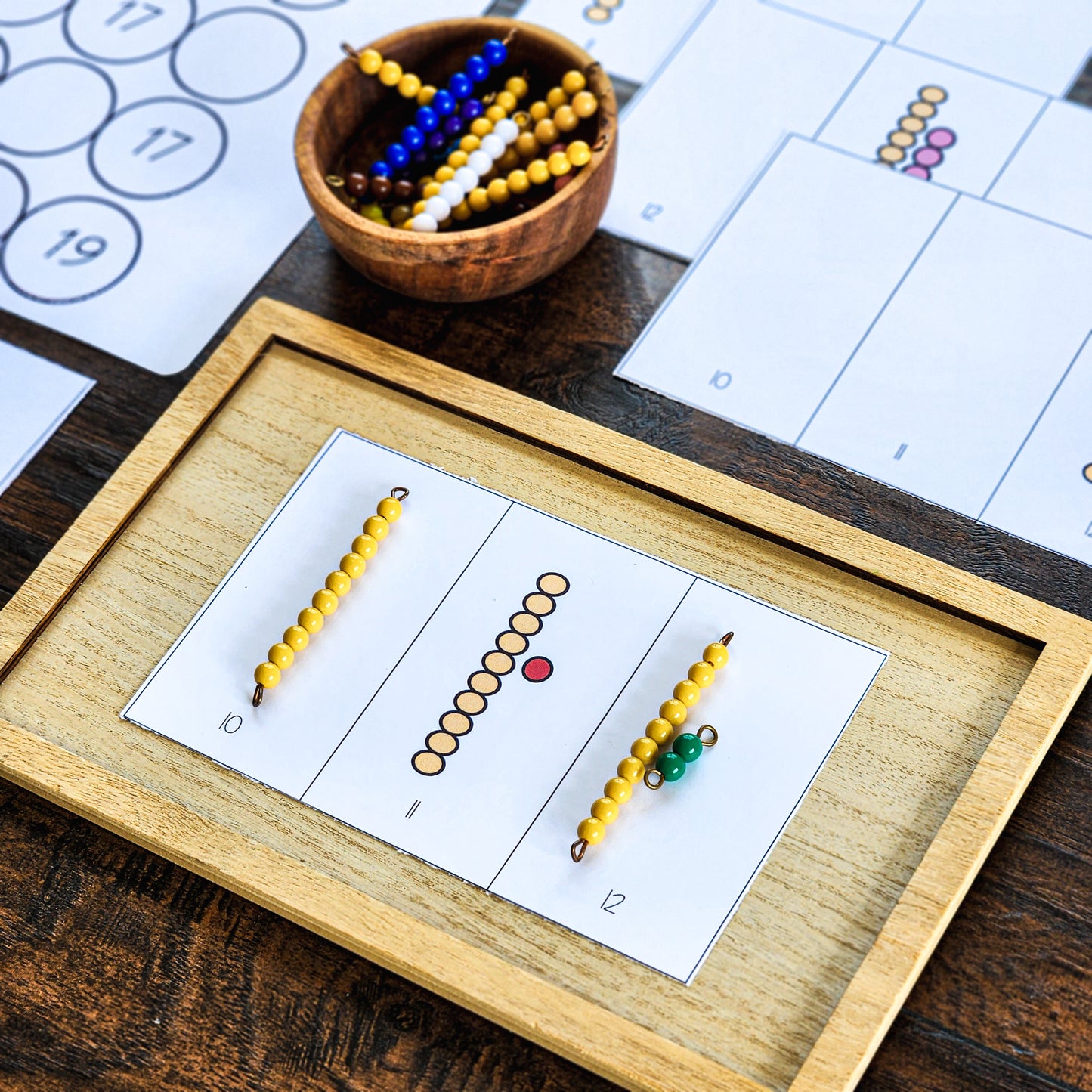 Montessori before and after to 11 - 20 (math) - montessorikiwi