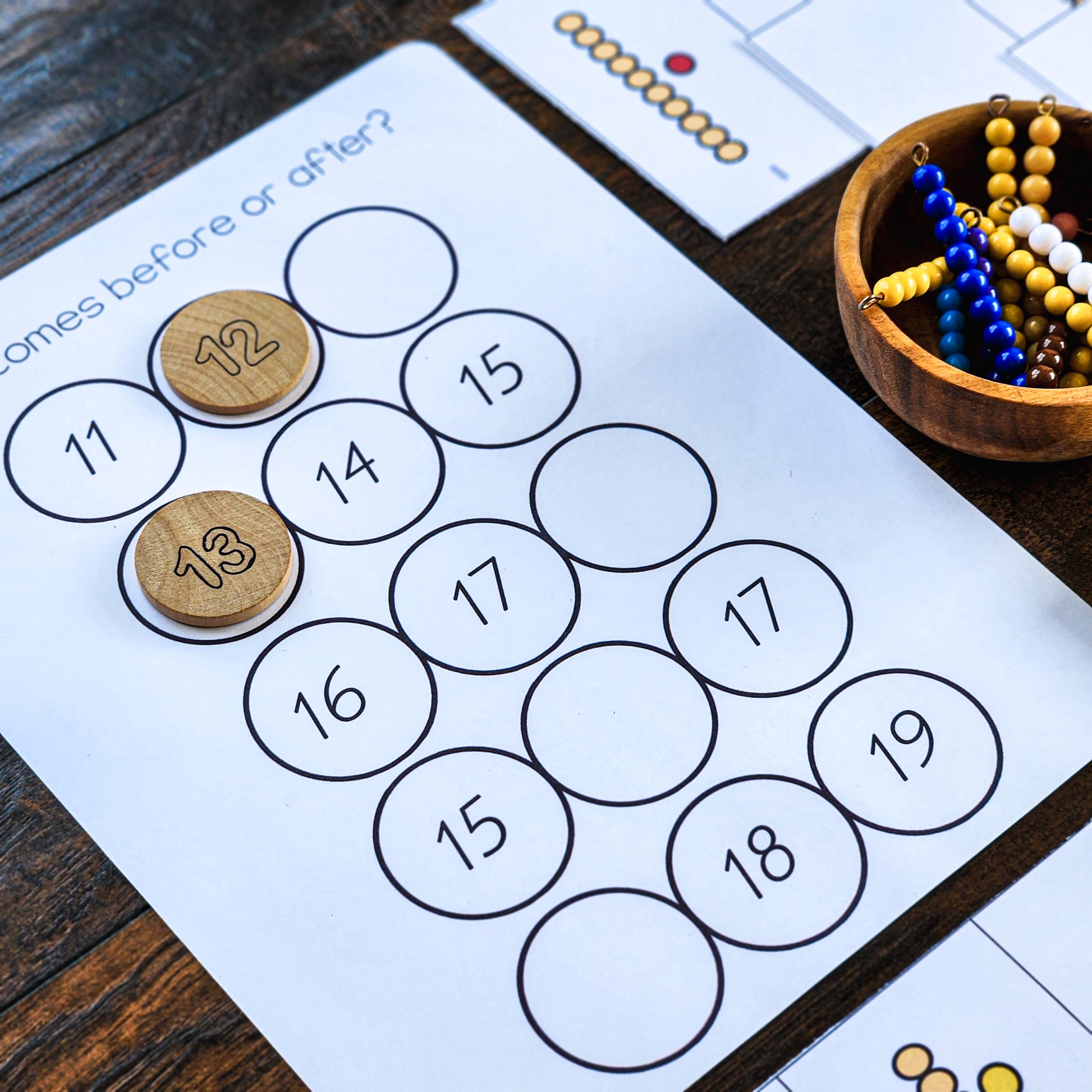 Montessori before and after to 11 - 20 (math) - montessorikiwi