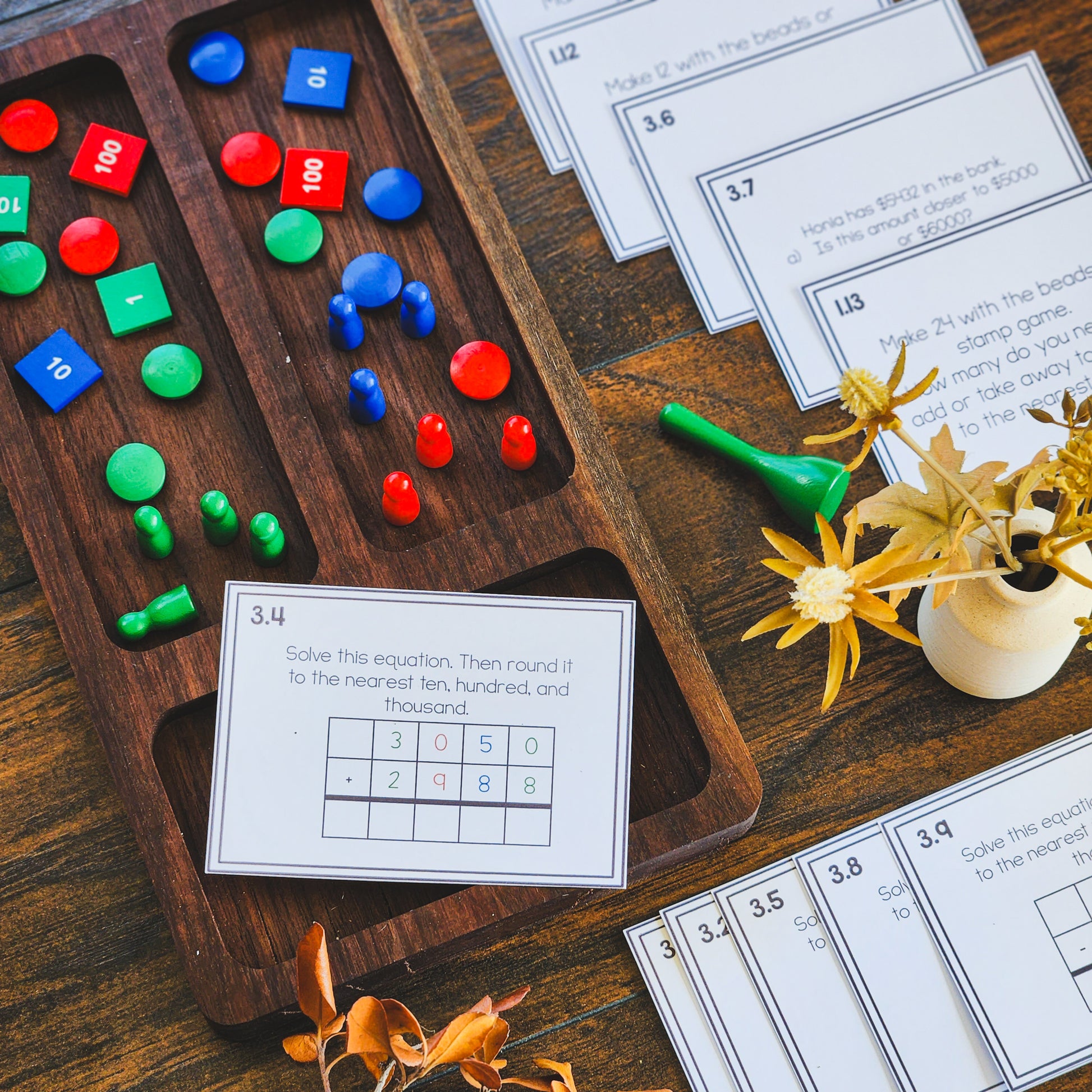 Rounding Numbers Task or Command Cards - montessorikiwi
