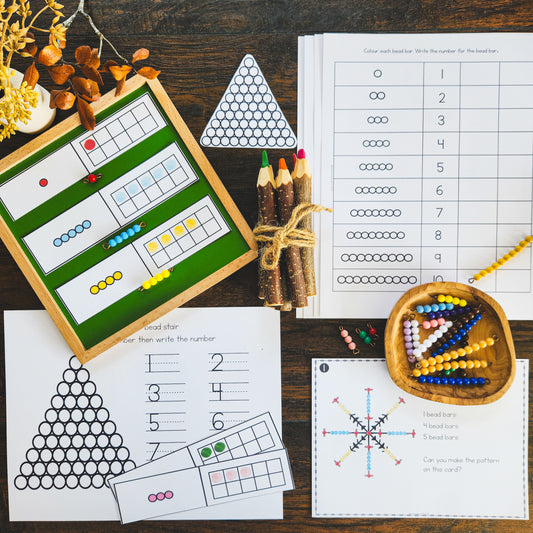 Colored bead stair worksheets - montessorikiwi