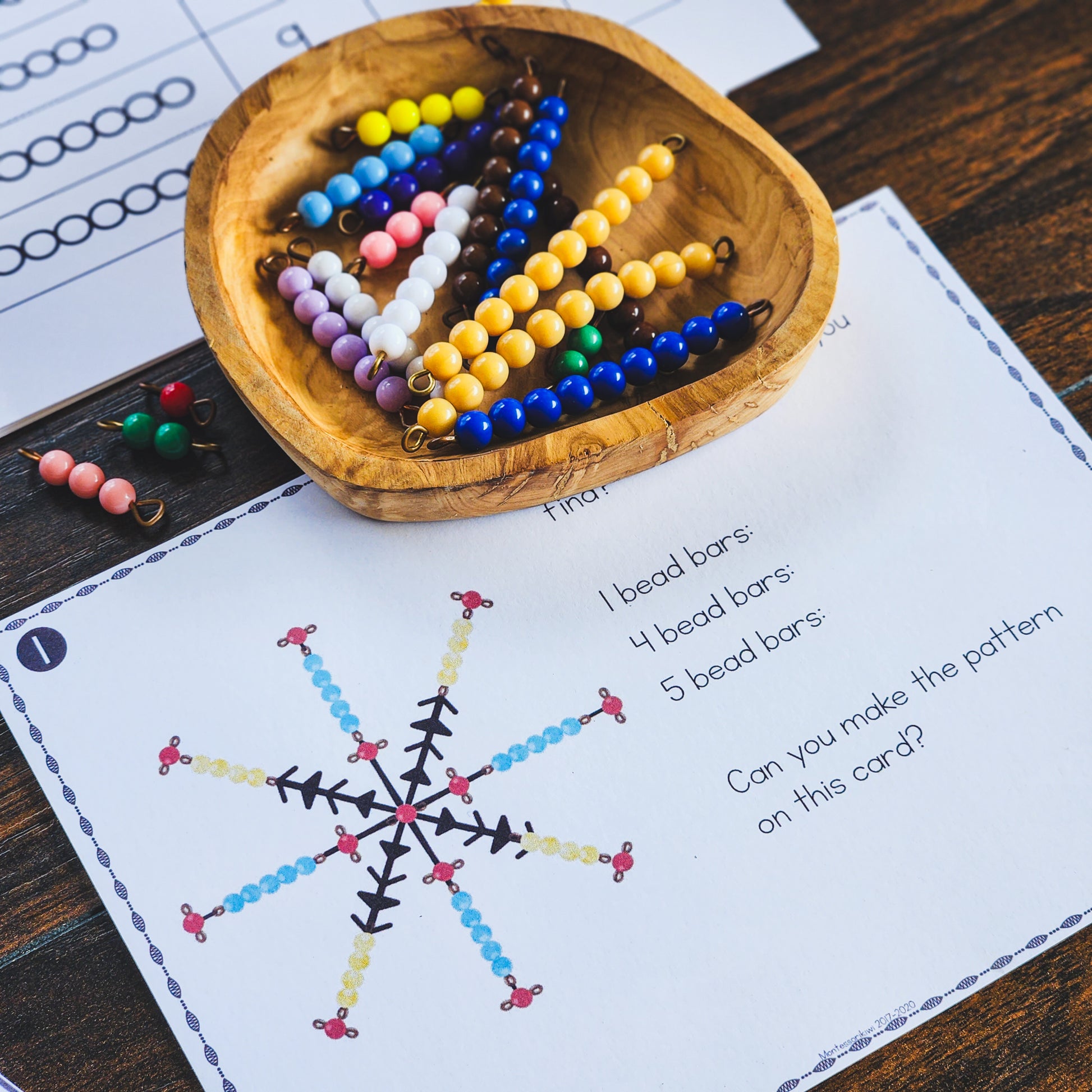 Colored bead stair worksheets - montessorikiwi