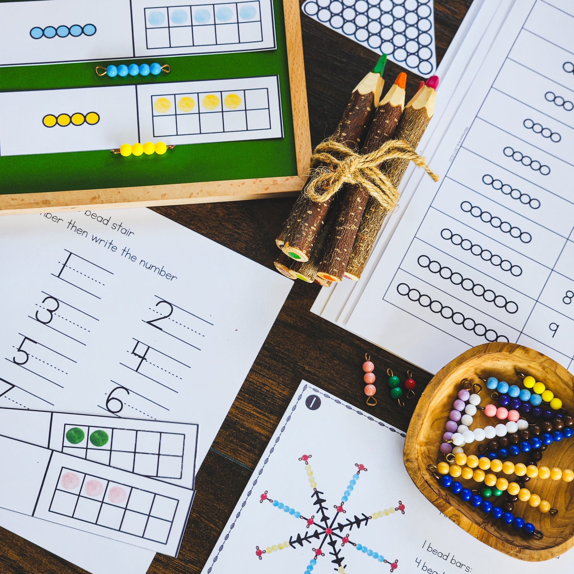 Colored bead stair worksheets - montessorikiwi