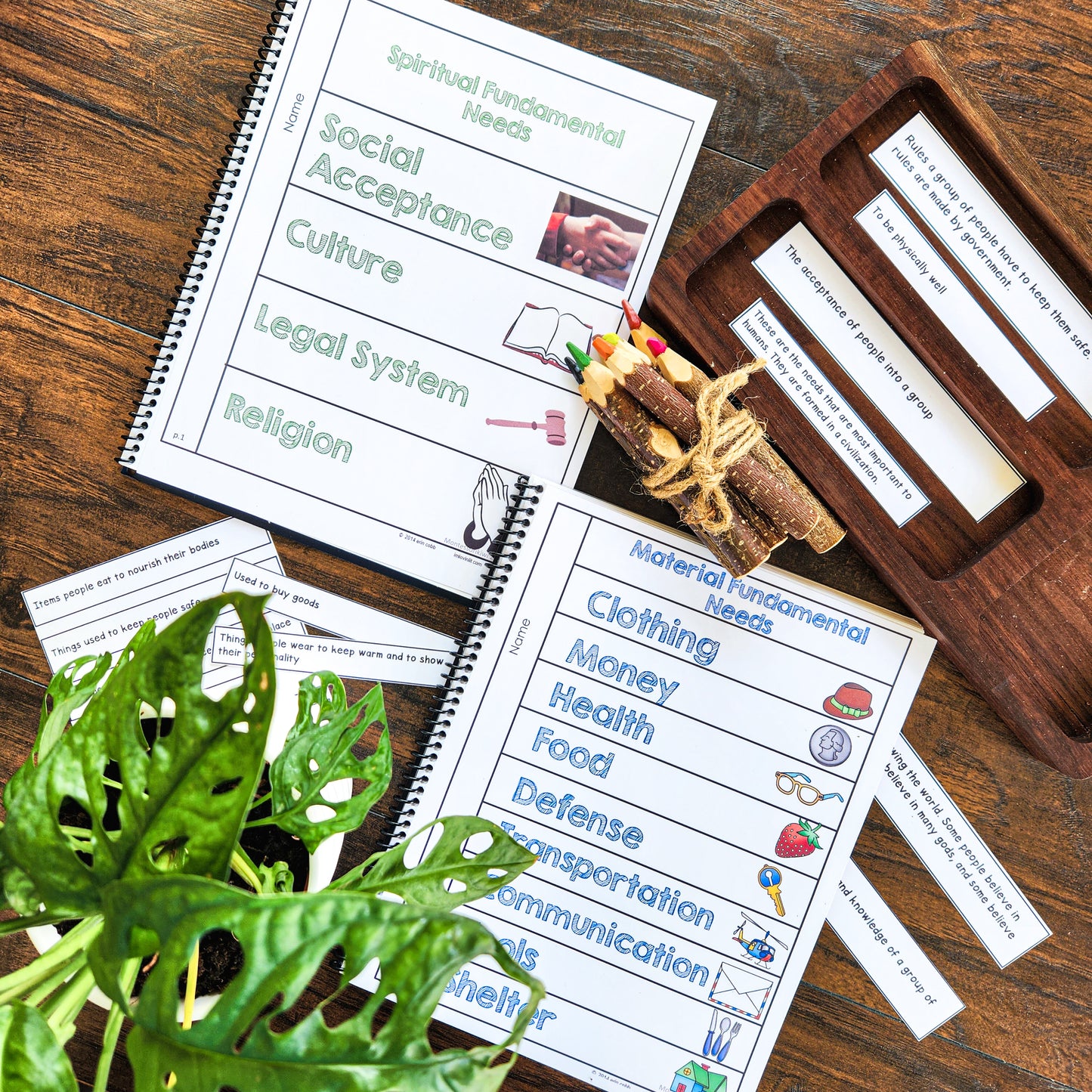 Fundamental needs interactive books (cosmic) - montessorikiwi