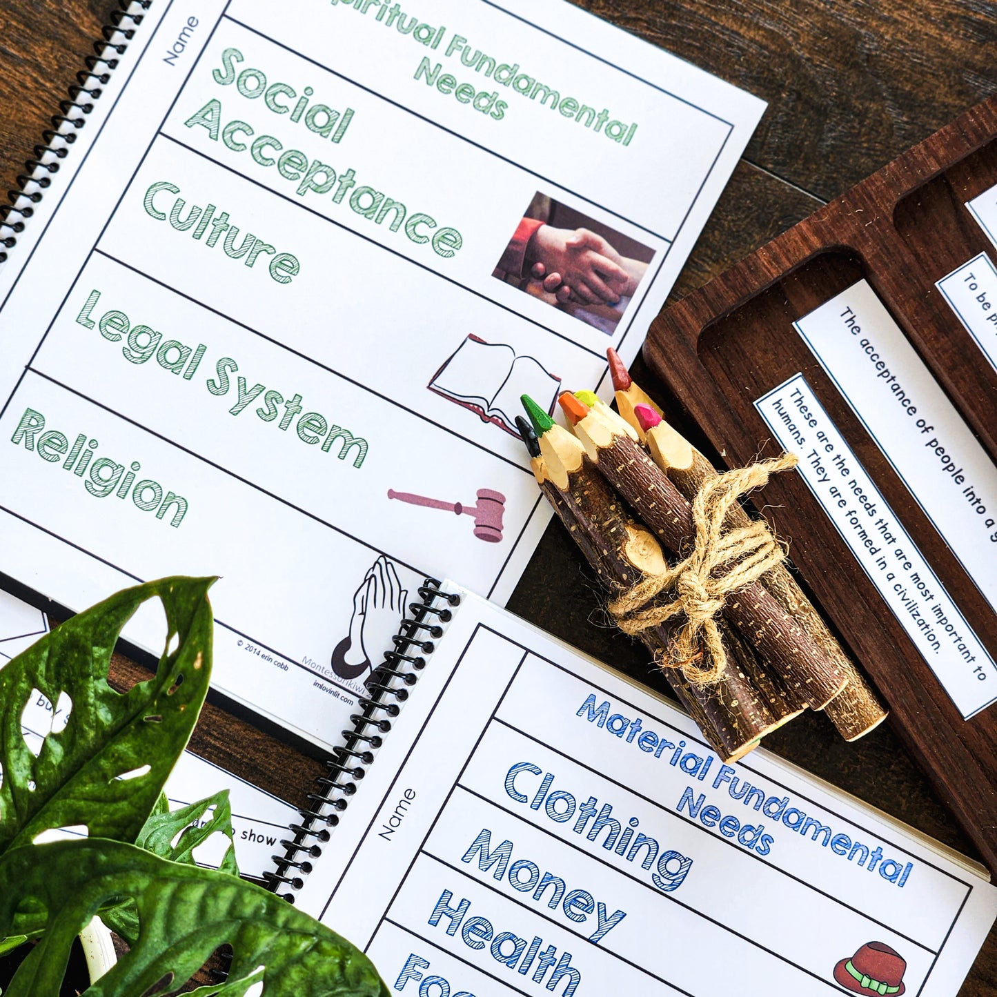 Fundamental needs interactive books (cosmic) - montessorikiwi