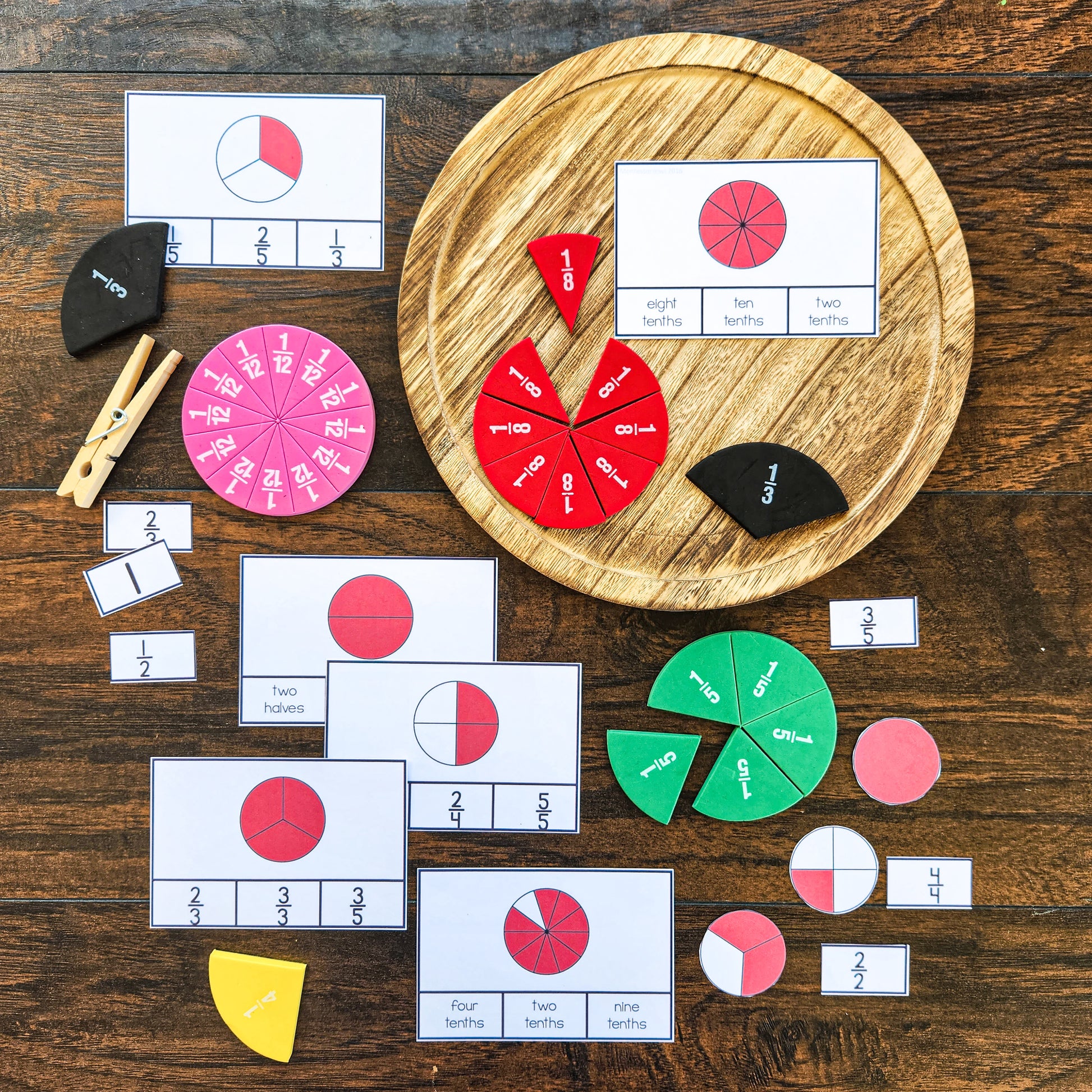 Fraction Circle Clip Cards - montessorikiwi