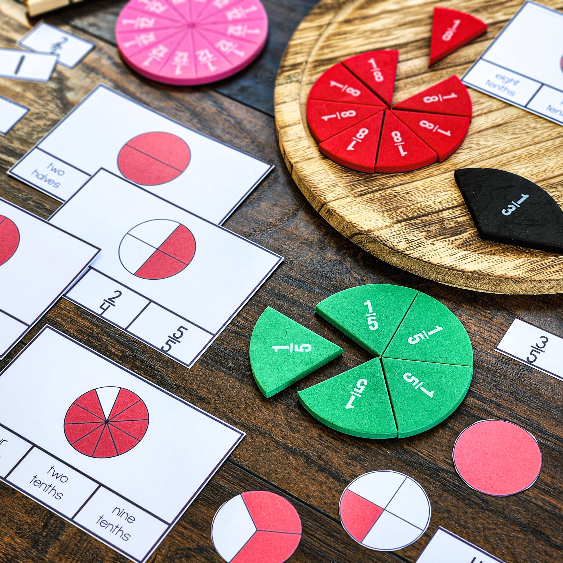 Fraction Circle Clip Cards - montessorikiwi