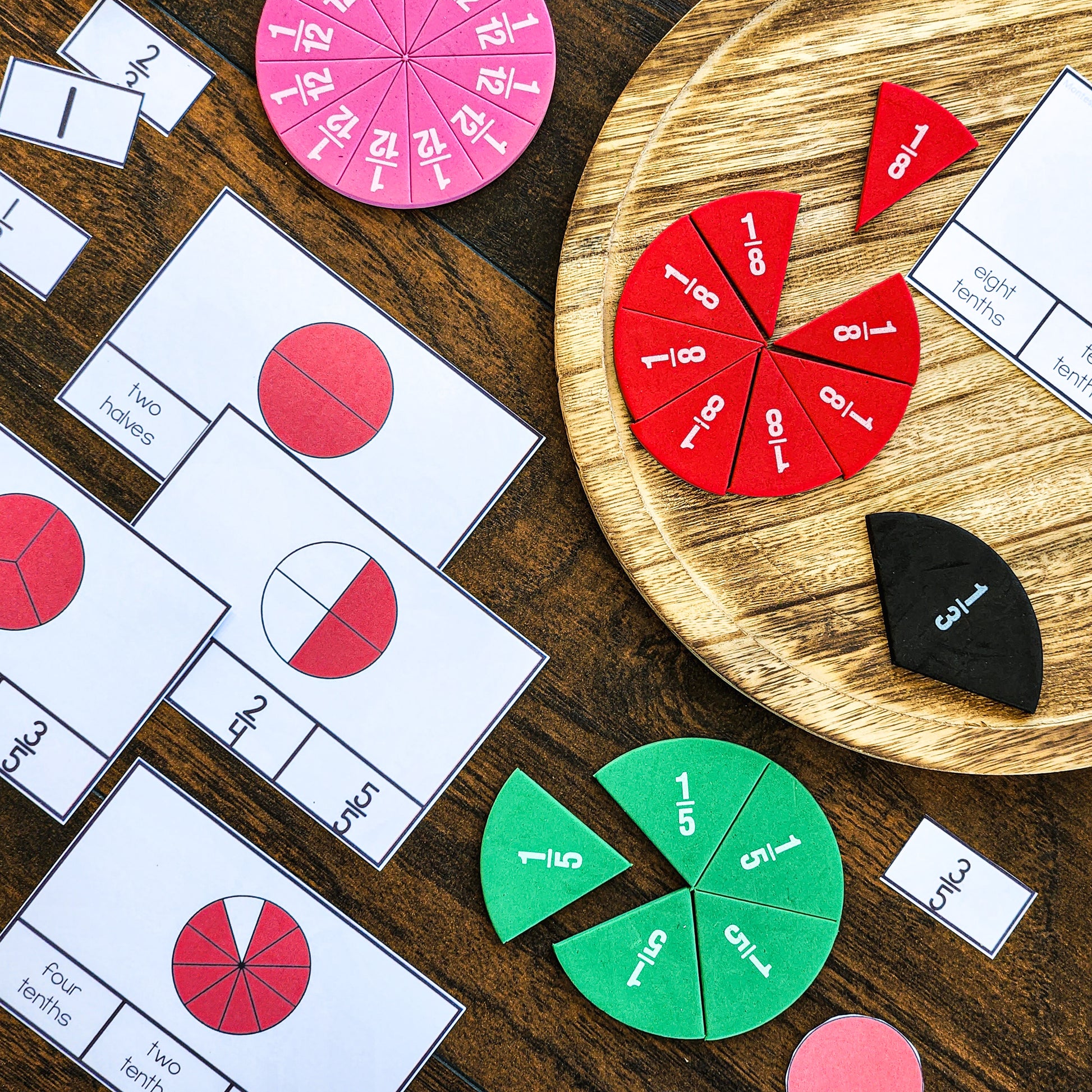 Fraction Circle Clip Cards - montessorikiwi
