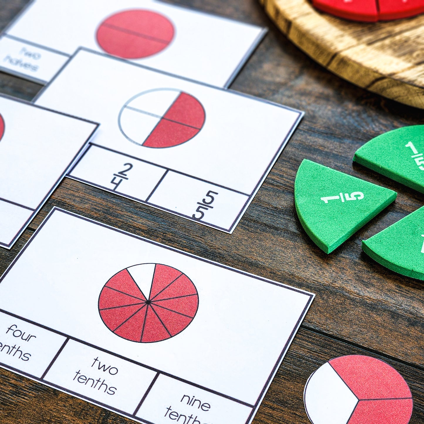 Fraction Circle Clip Cards - montessorikiwi