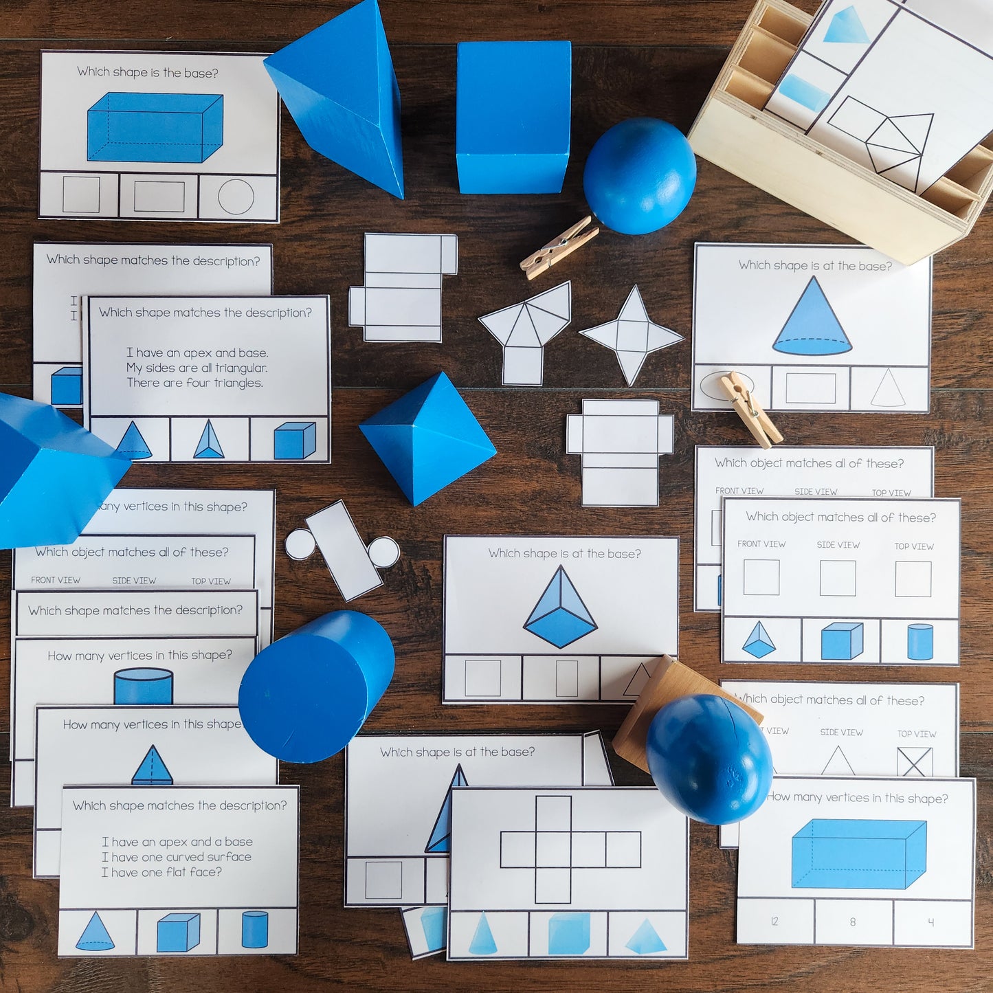 3d shapes nets clip and flip (math) Geometric Solids