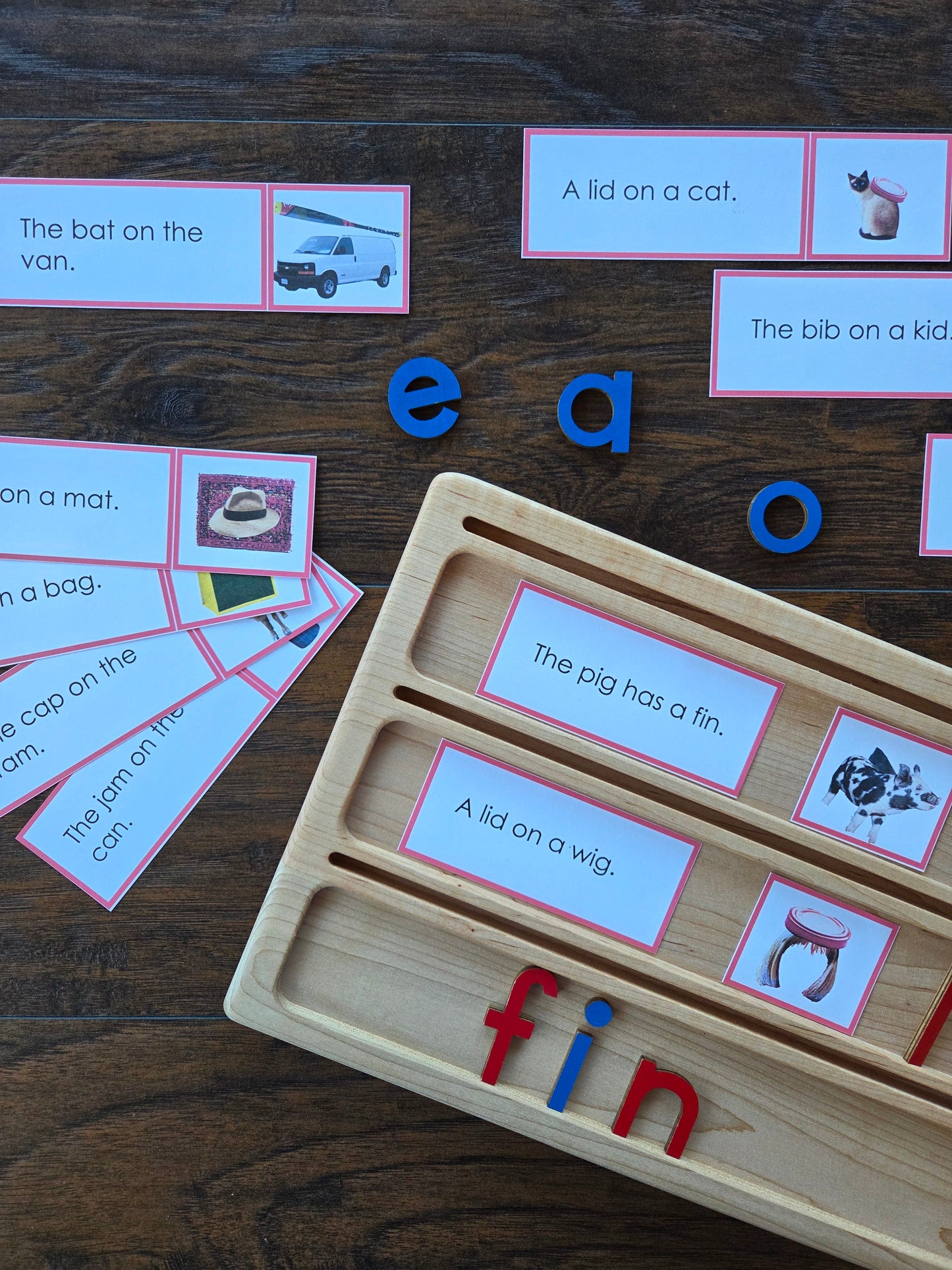 Modern Montessori Reading SOR CVC picture to sentence match (literacy)