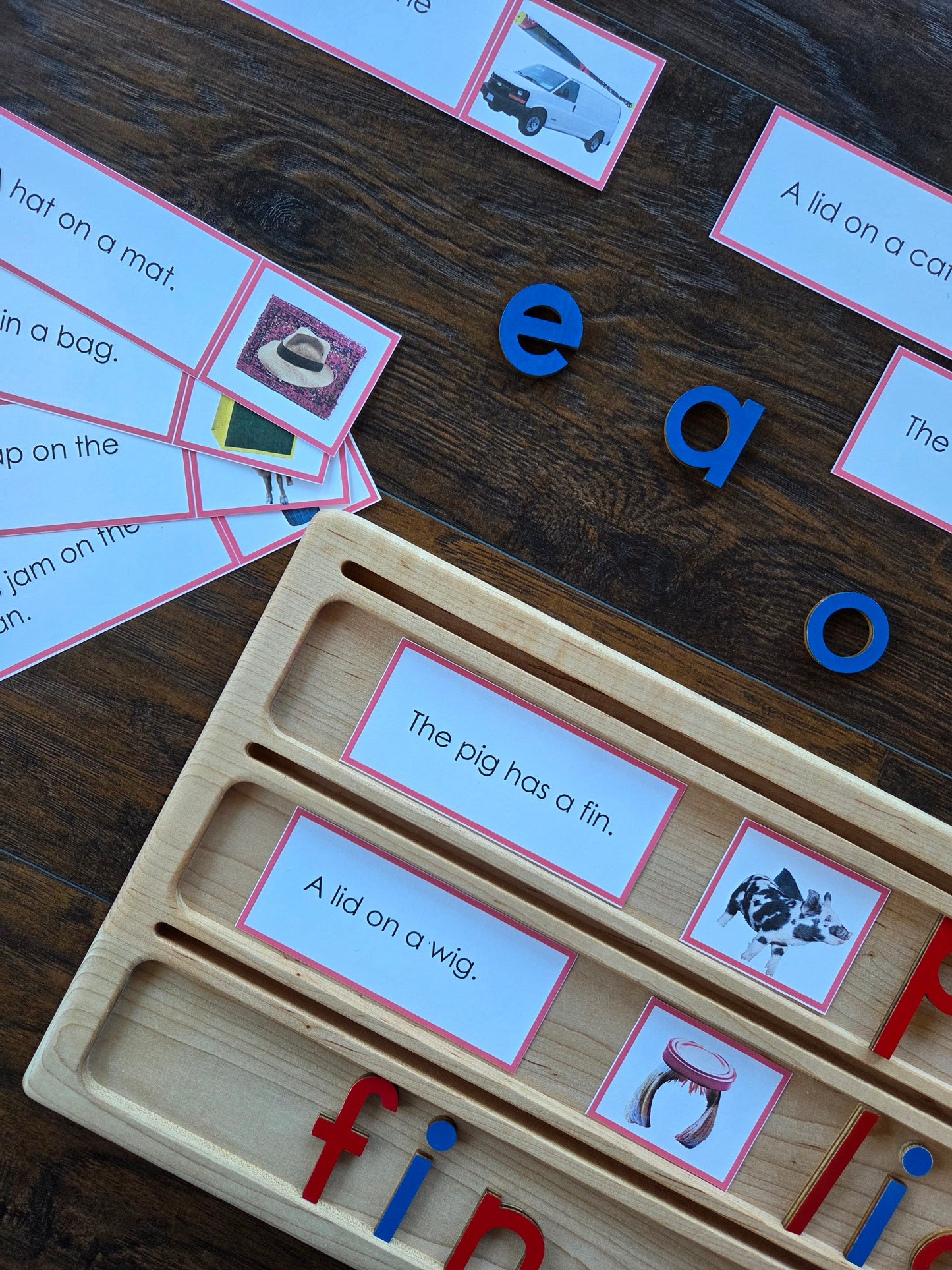 Modern Montessori Reading SOR CVC picture to sentence match (literacy)