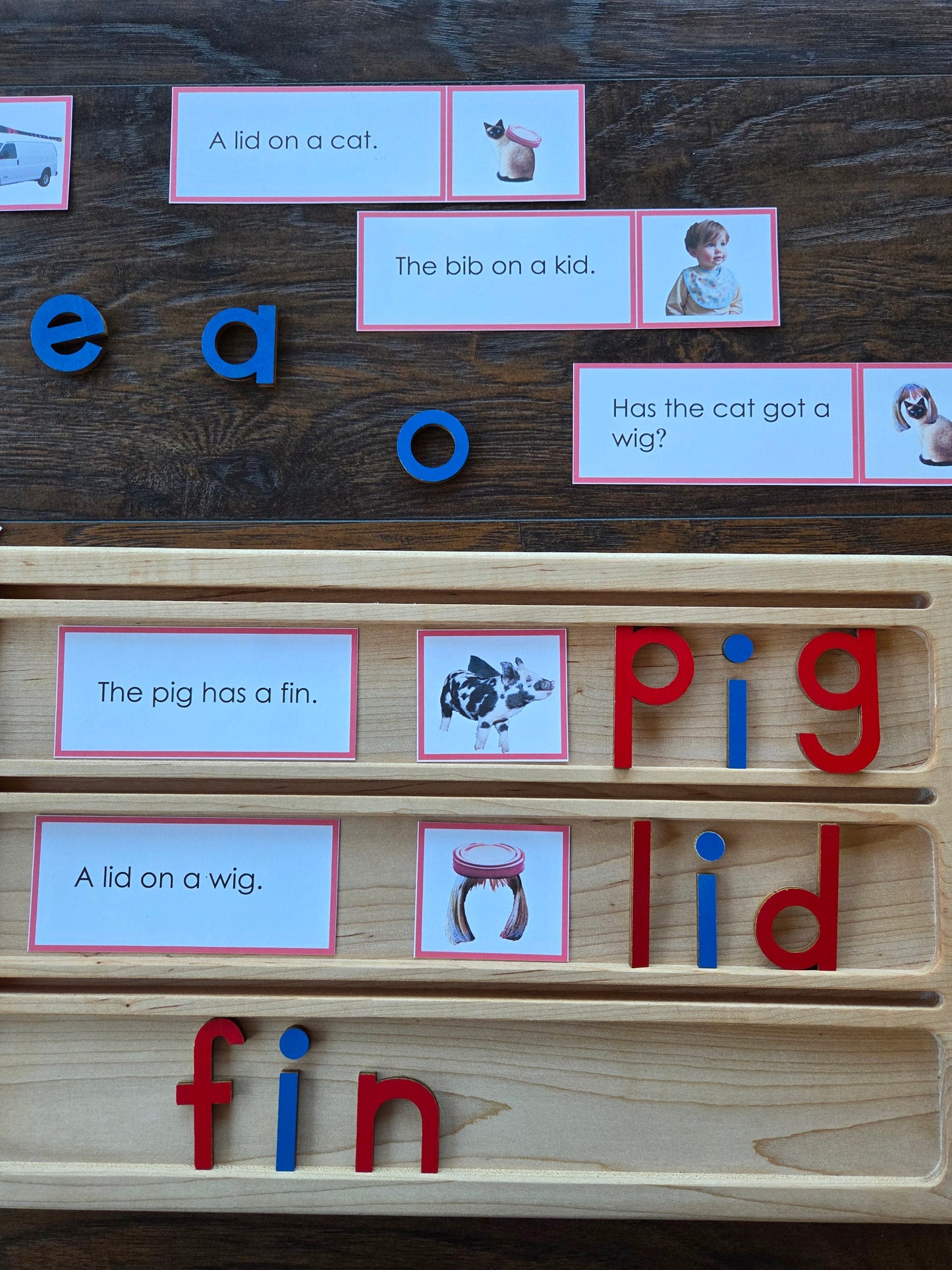 Modern Montessori Reading SOR CVC picture to sentence match (literacy)