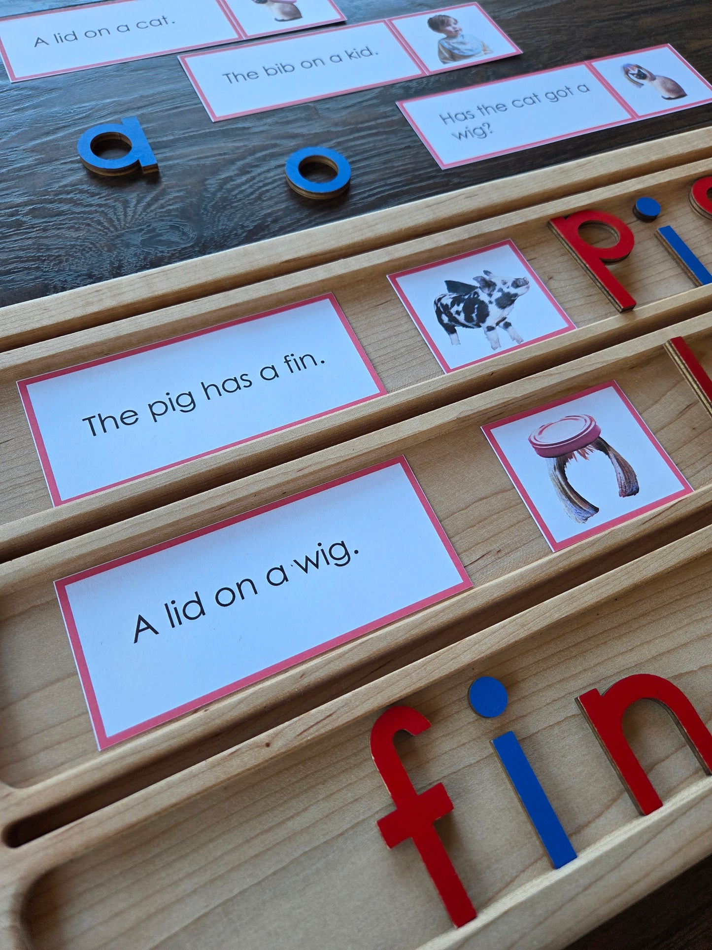 Modern Montessori Reading SOR CVC picture to sentence match (literacy)