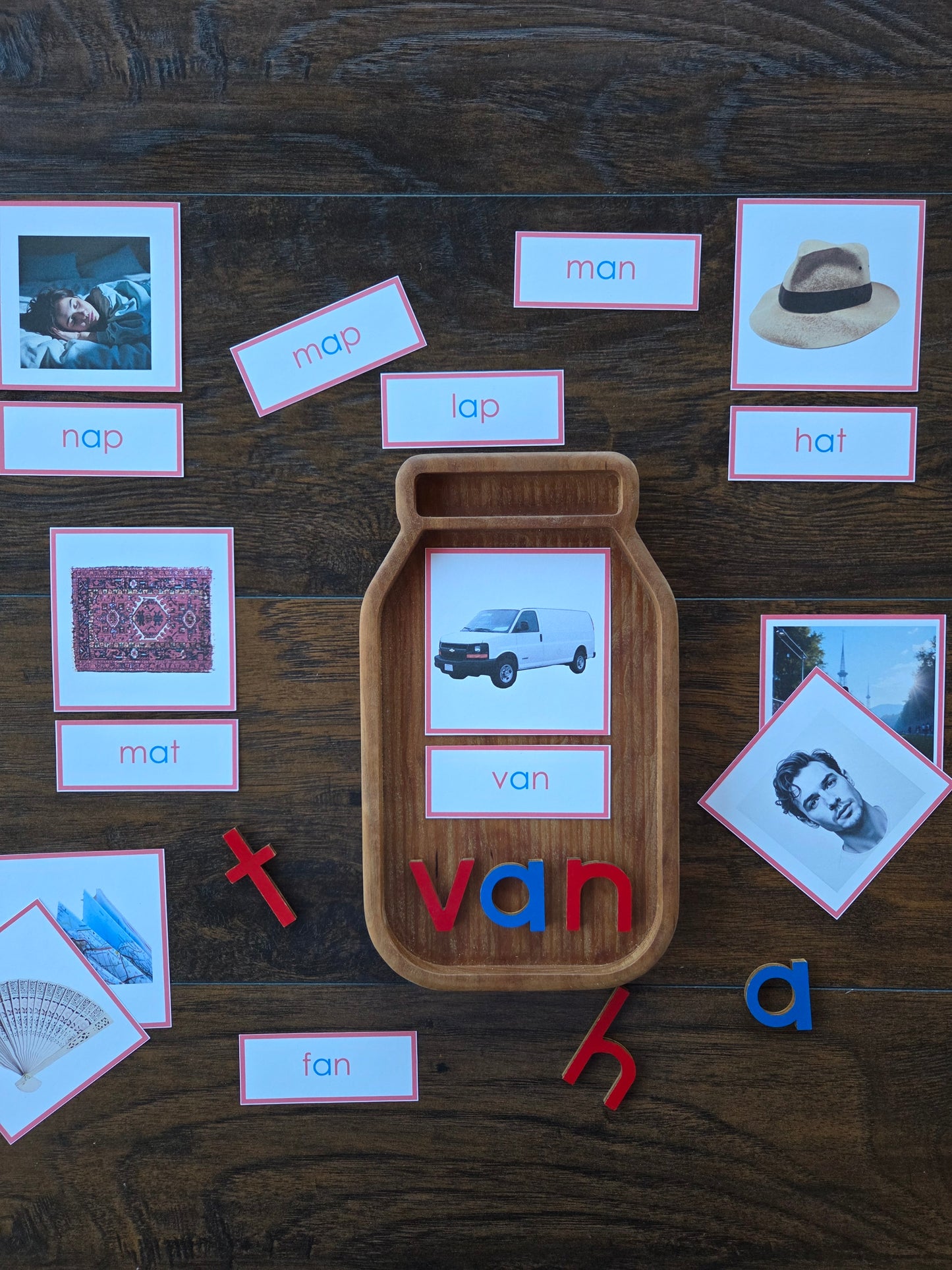 Modern Montessori Reading SOR CVC picture to word match continuous blending (literacy)