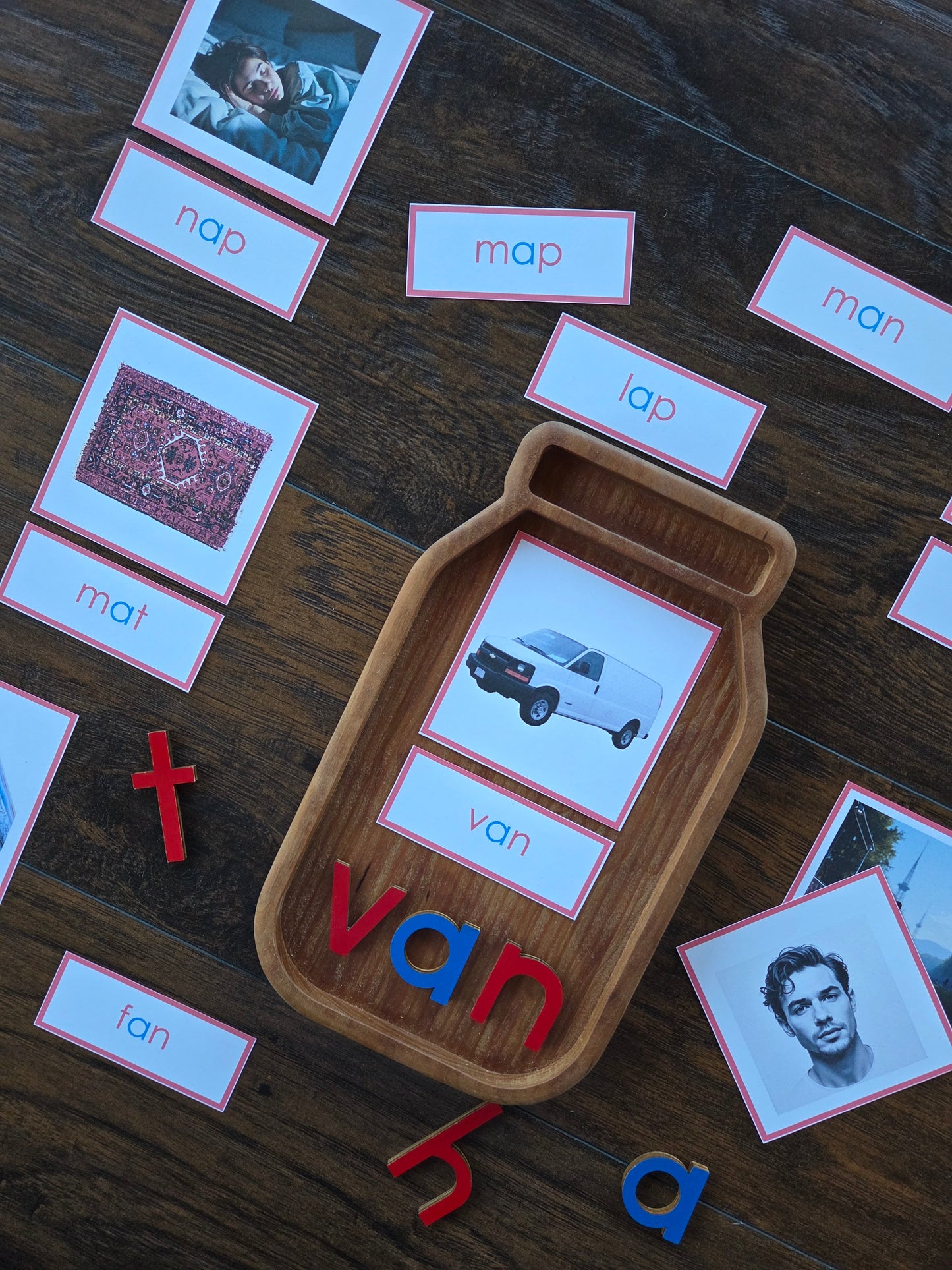 Modern Montessori Reading SOR CVC picture to word match continuous blending (literacy)