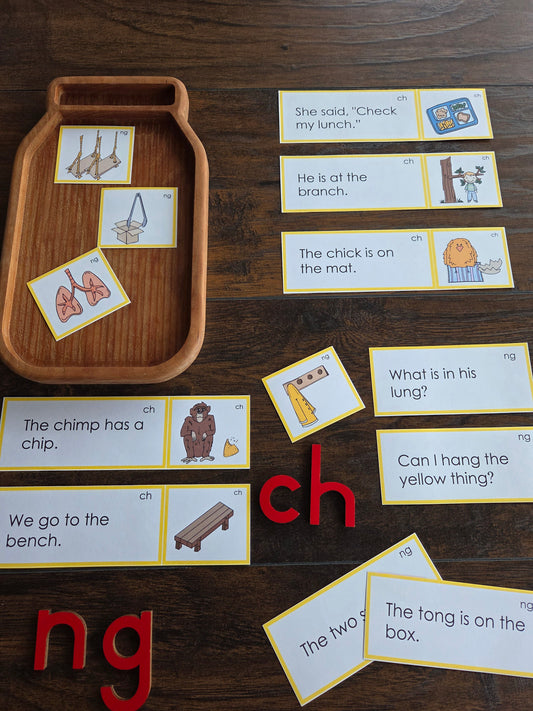 Modern Montessori Reading SOR Digraph th ch sh ng picture to sentence match (literacy)