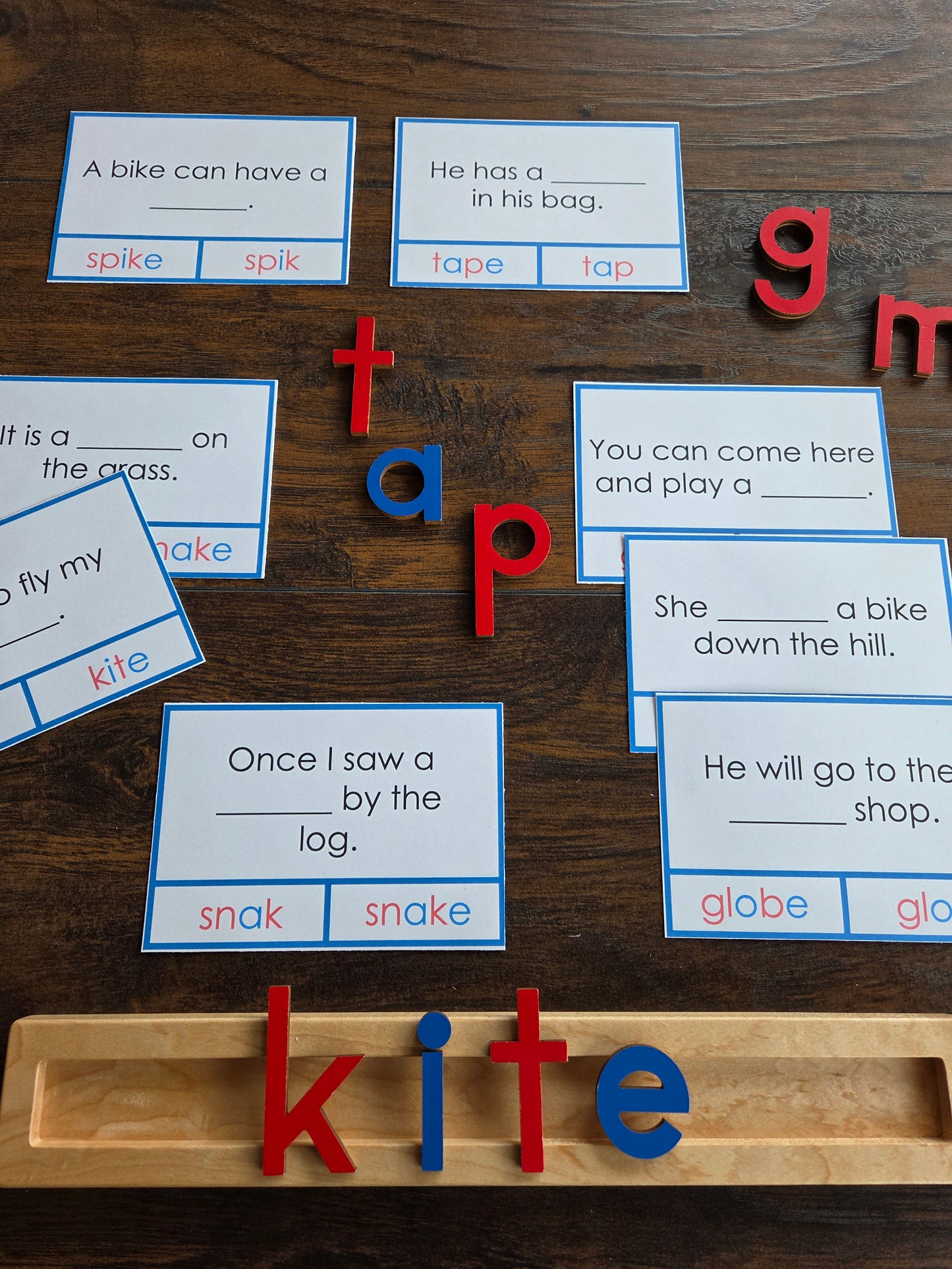 Modern Montessori Reading SOR silent e cloze clip and flip a_e, i_e, o_e, u_e (literacy)