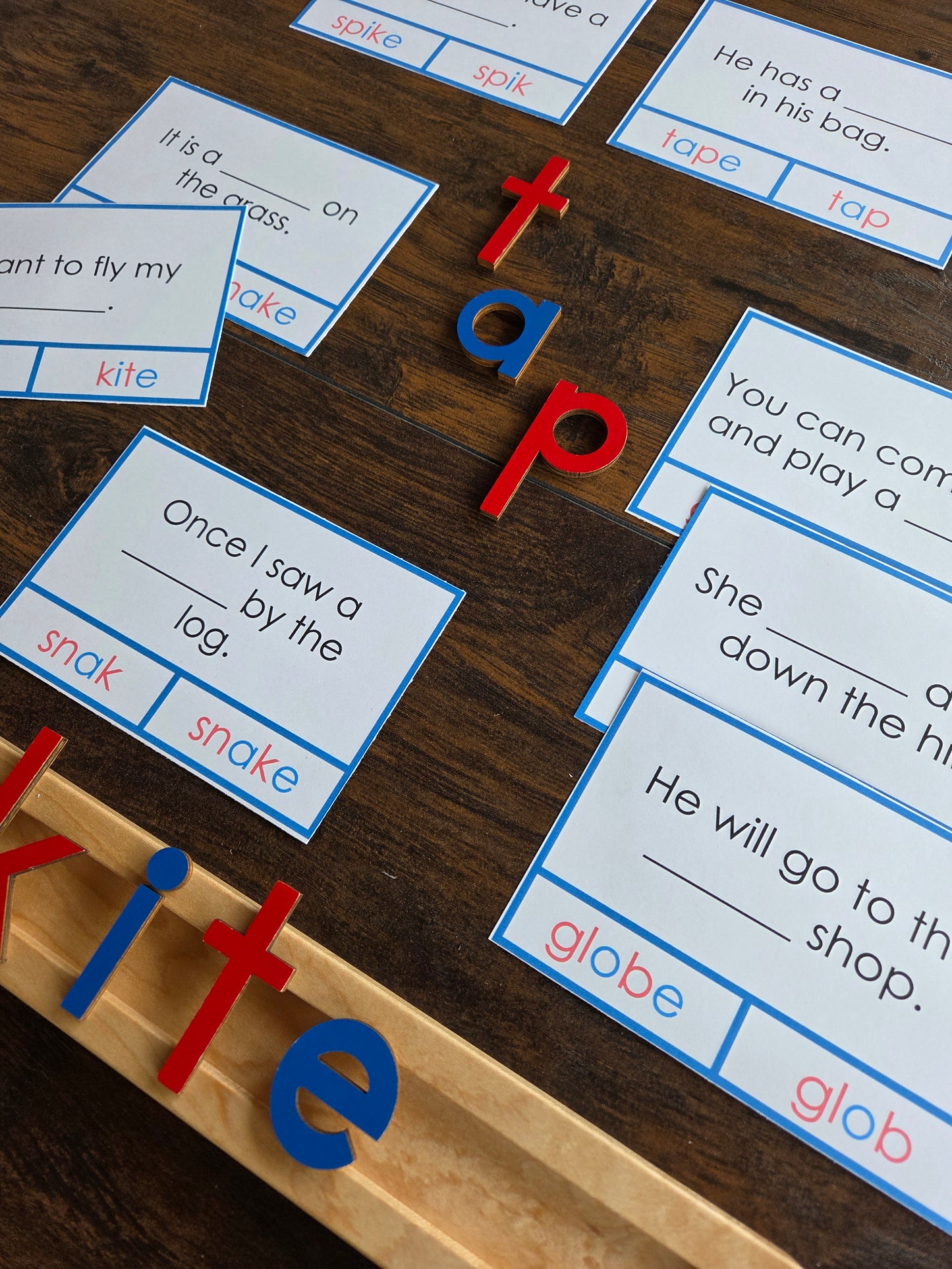Modern Montessori Reading SOR silent e cloze clip and flip a_e, i_e, o_e, u_e (literacy)