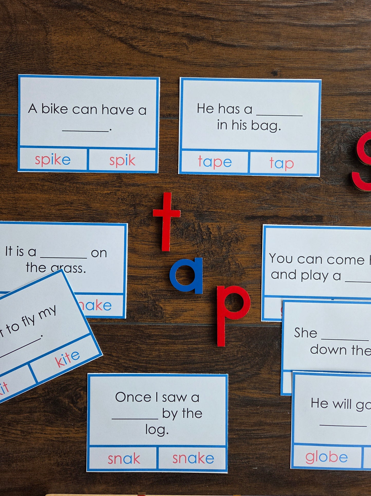 Modern Montessori Reading SOR silent e cloze clip and flip a_e, i_e, o_e, u_e (literacy)