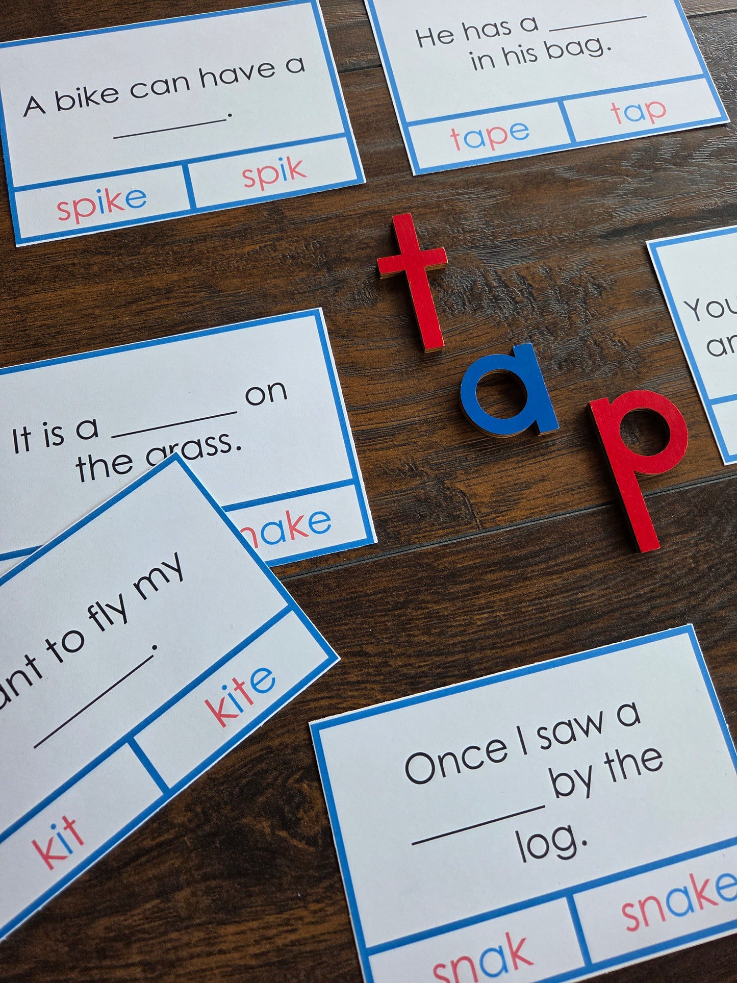 Modern Montessori Reading SOR silent e cloze clip and flip a_e, i_e, o_e, u_e (literacy)