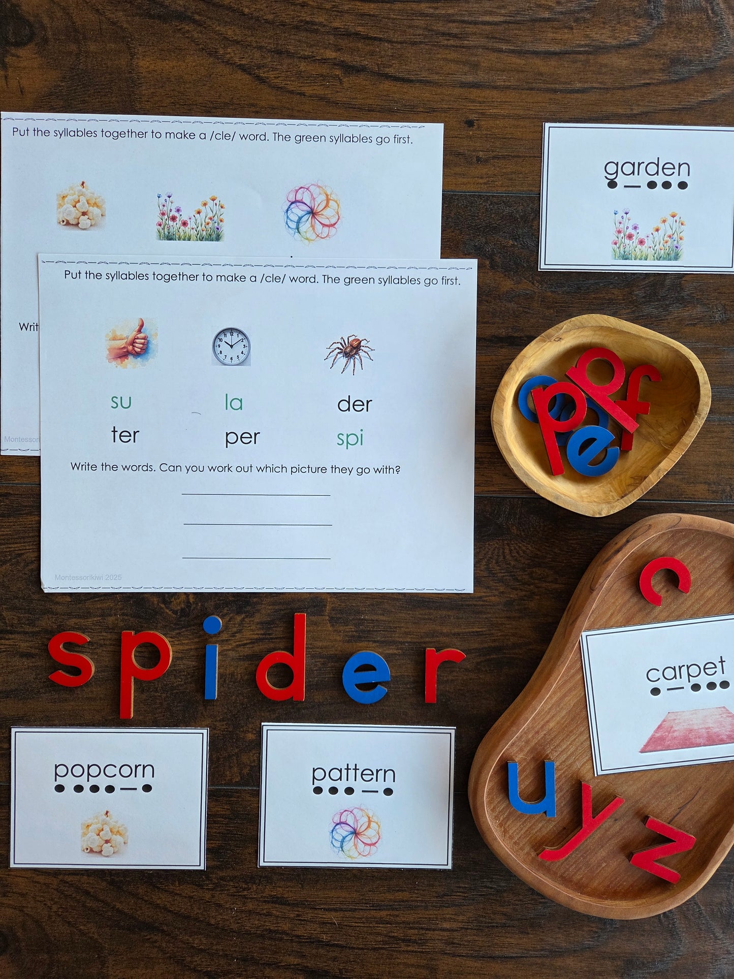 Modern Montessori Reading SOR Syllable types - vowel r 2 syllable words (literacy)