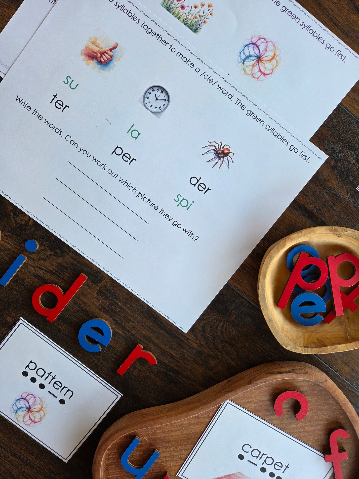 Modern Montessori Reading SOR Syllable types - vowel r 2 syllable words (literacy)