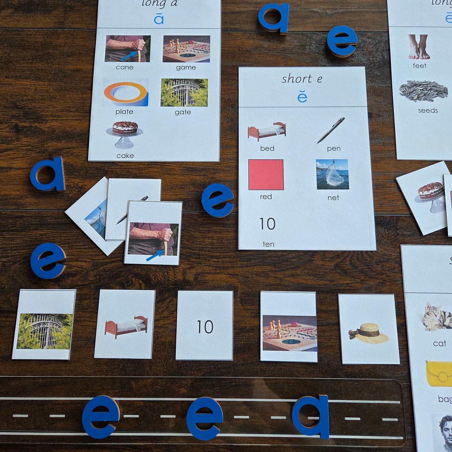 Modern Montessori Reading SOR Short and Long Vowel Aural Sorting Activity (literacy)