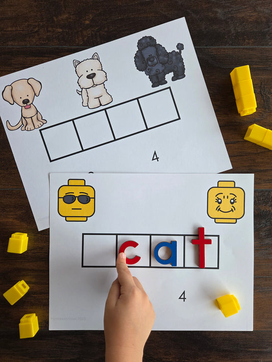 Modern Montessori Reading: Sound Boxes for segmenting words into individual sounds CVC Words (literacy)