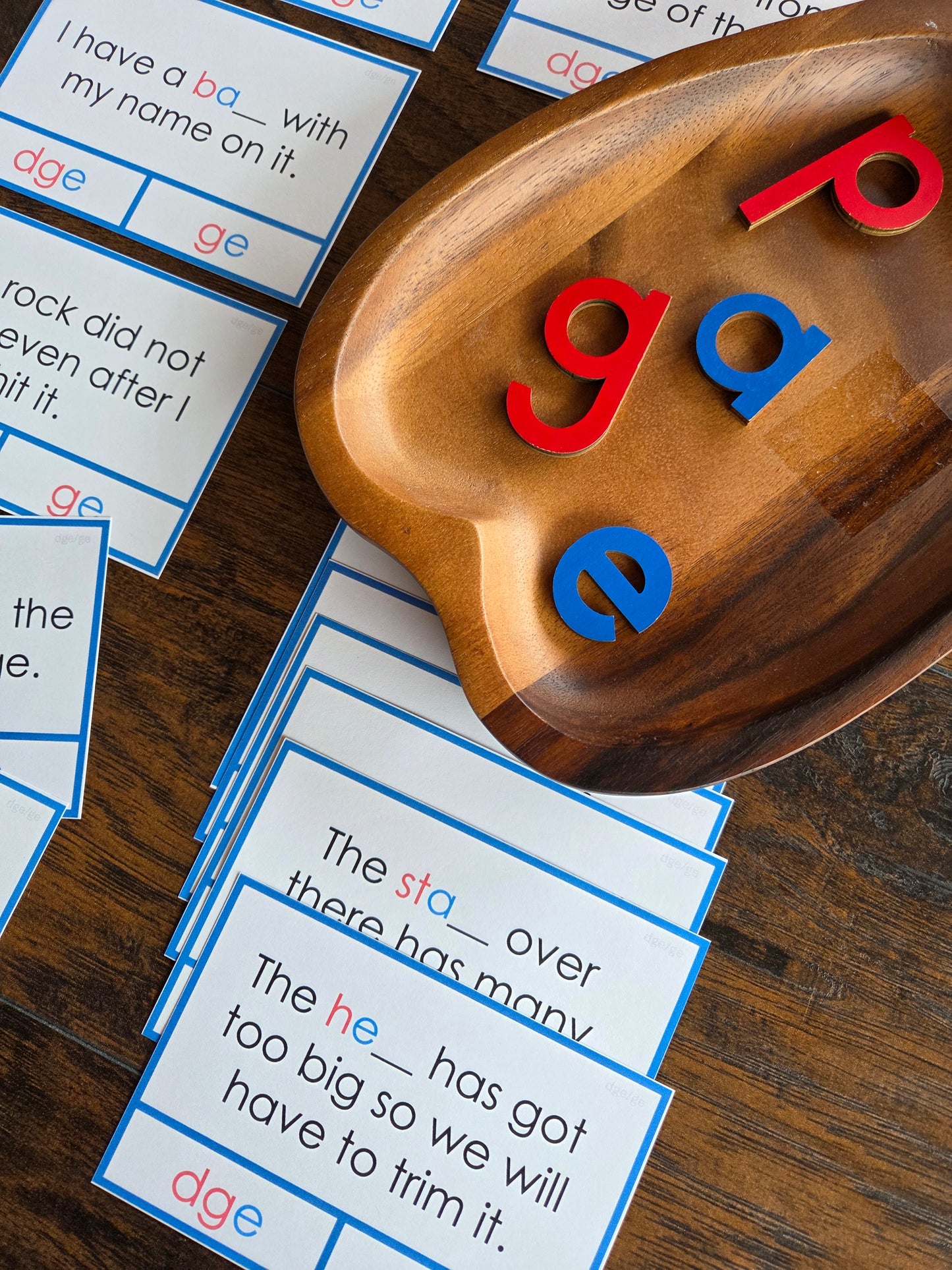 Modern Montessori Reading: dge clip and flip cards ending sound cards for learning ge vs dge (literacy)