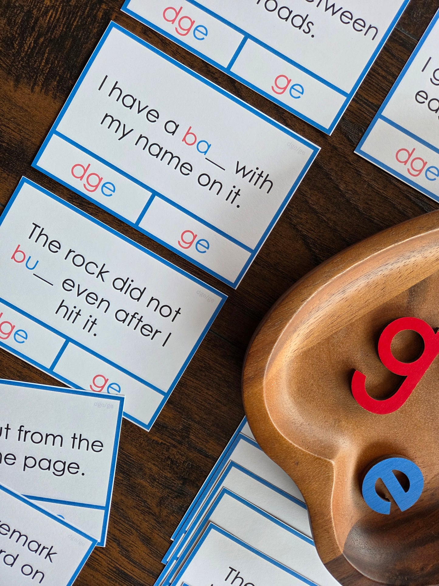 Modern Montessori Reading: dge clip and flip cards ending sound cards for learning ge vs dge (literacy)