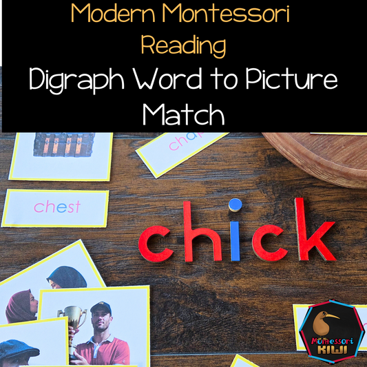 Modern Montessori Reading SOR Digraph picture to word match (literacy)