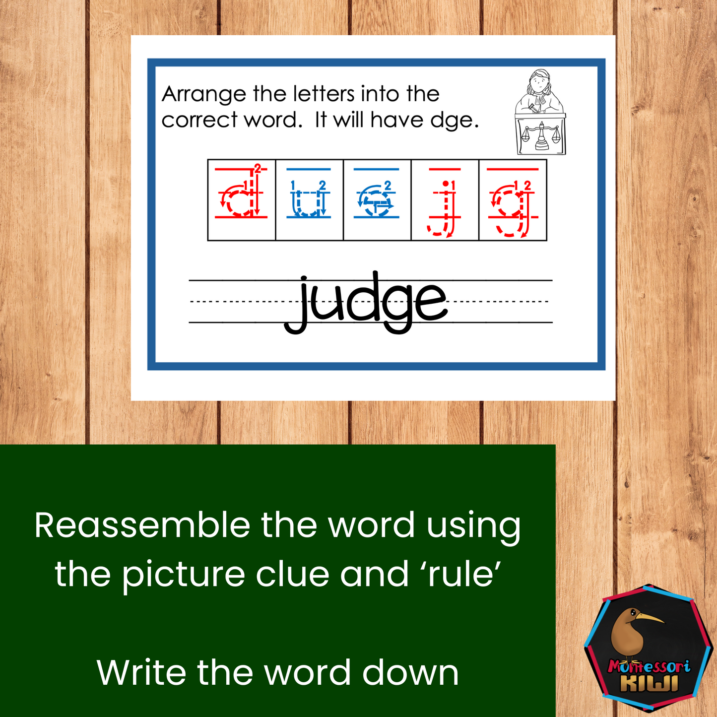 Modern Montessori Reading: -dge and -tch reassemble the word for trigaph endings (literacy)