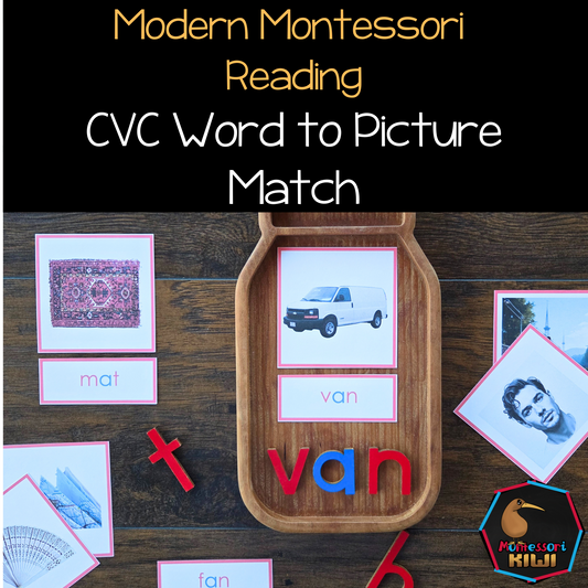 Modern Montessori Reading SOR CVC picture to word match continuous blending (literacy)
