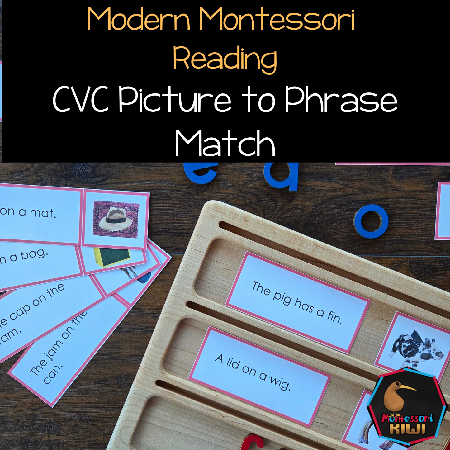 Modern Montessori Reading SOR CVC picture to sentence match (literacy)
