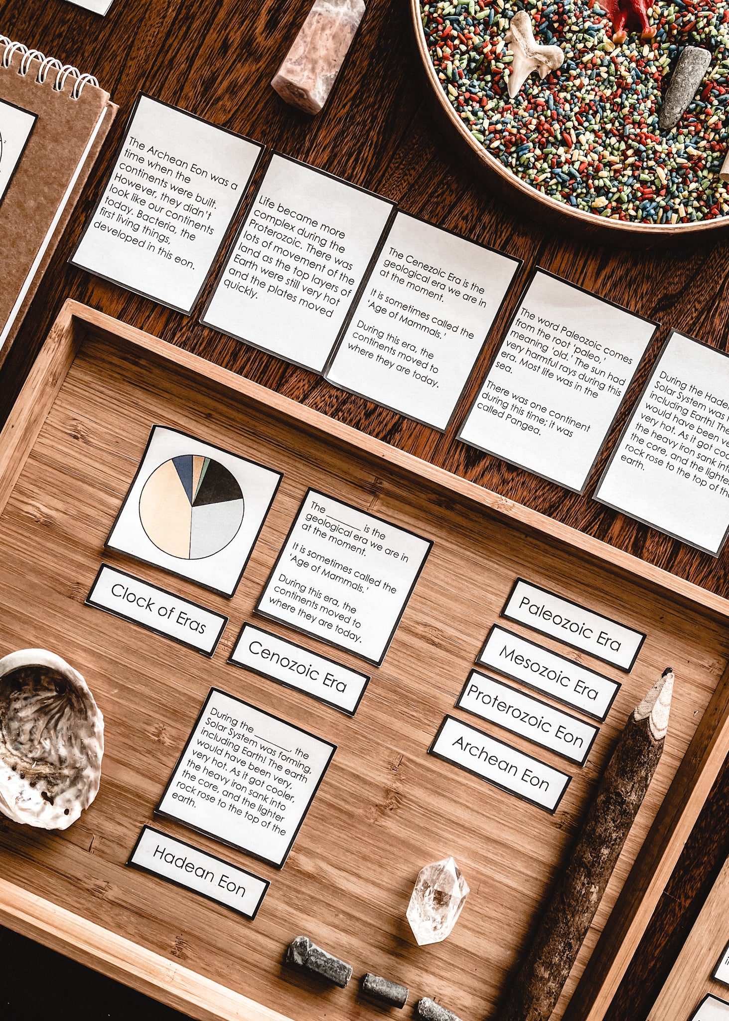 Clock of Eras 4 part cards (cosmic) - montessorikiwi