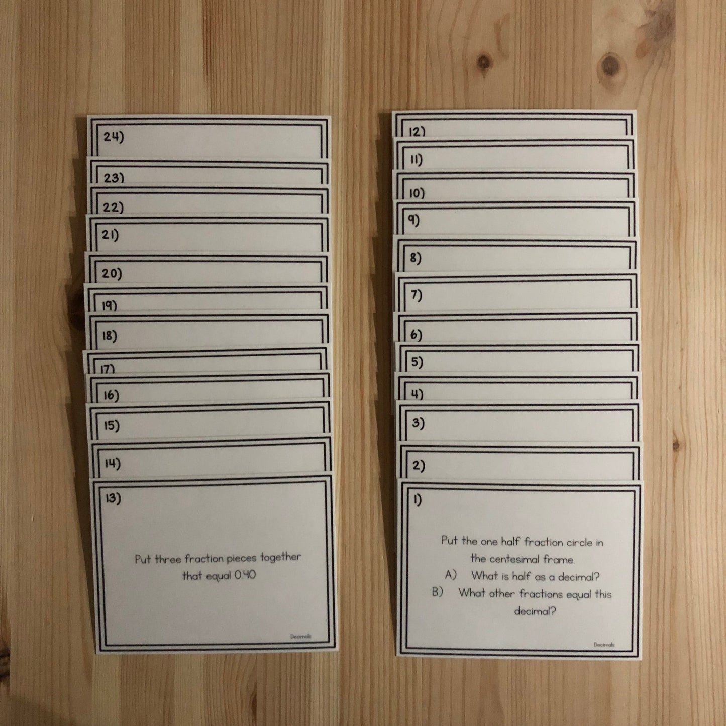 Converting Fractions to Decimals Task Cards - subscription - montessorikiwi