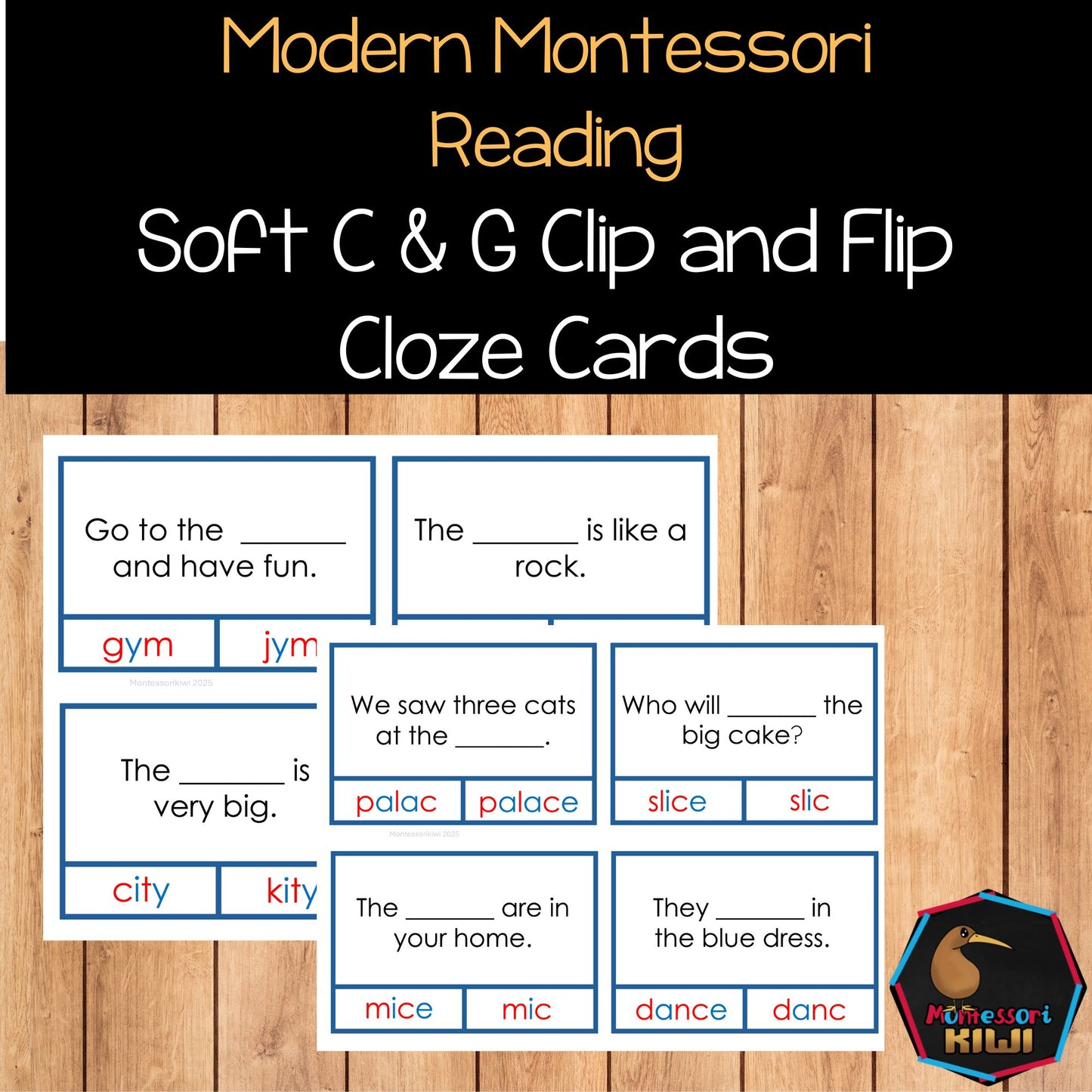 Modern Montessori Reading: Soft C & G Clip and Flip Cloze Cards (literacy)