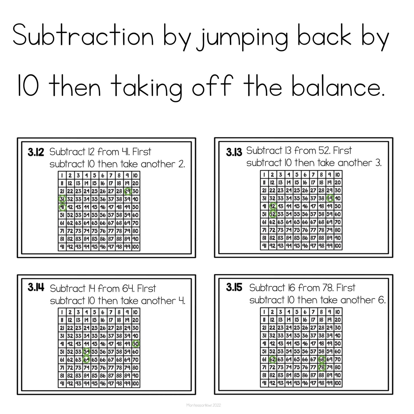 Montessori math: hundreds board task cards SET 3 - montessorikiwi